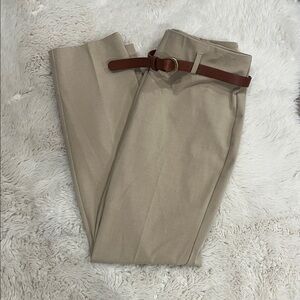 Rachel Zoe Beige Pants with Dark Brown Belt